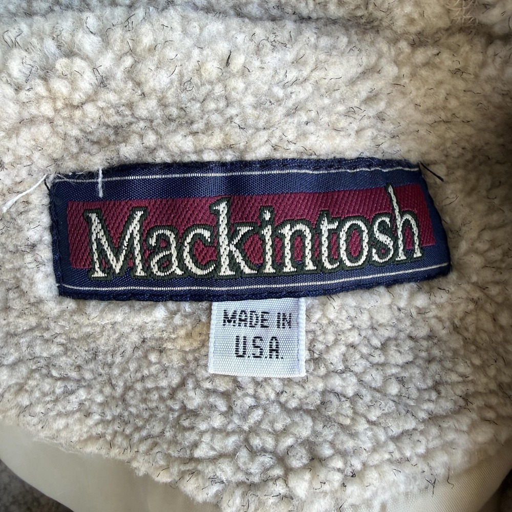 Mackintosh Coat Womens Large Cream Fleece Lined Hooded Button Parka Pockets USA - Picture 4 of 9